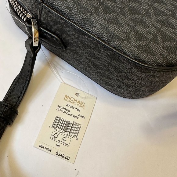 Michael Kors Jet Set Chain Crossbody Bag + Coin ID Key Holder Wallet MK Black - Picture 12 of 16